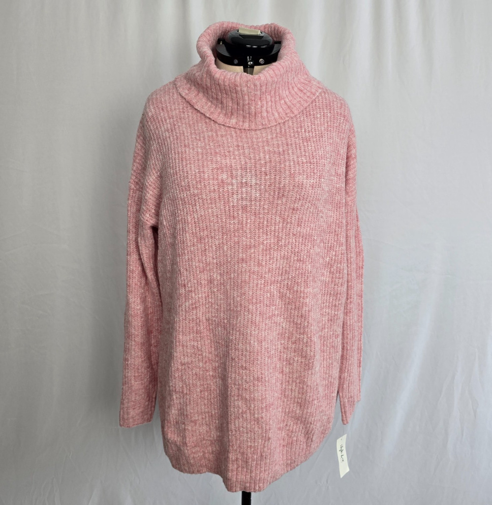 Style & Co Cowl Neck Sweater Women's 2X Pink Combo Knit Long Sleeve NWT